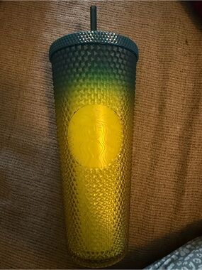 Starbucks Yellow-Green Studded Tumbler with Straw